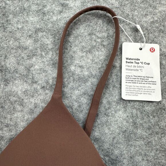 Lululemon Waterside Swim Top DKOX Oxide Brown Triangle Bikini Size 6 C - Picture 2 of 9